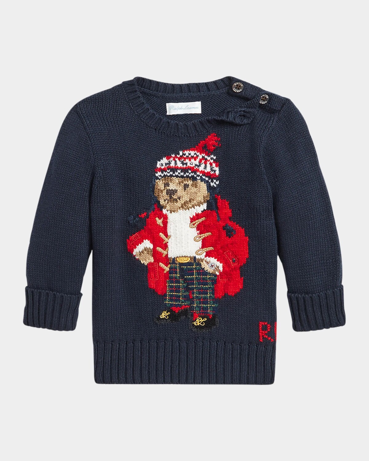 

Праздничный свитер-поло с мишкой для мальчика, размер 3–24 м Ralph Lauren Childrenswear, цвет Bear/Rl Navy