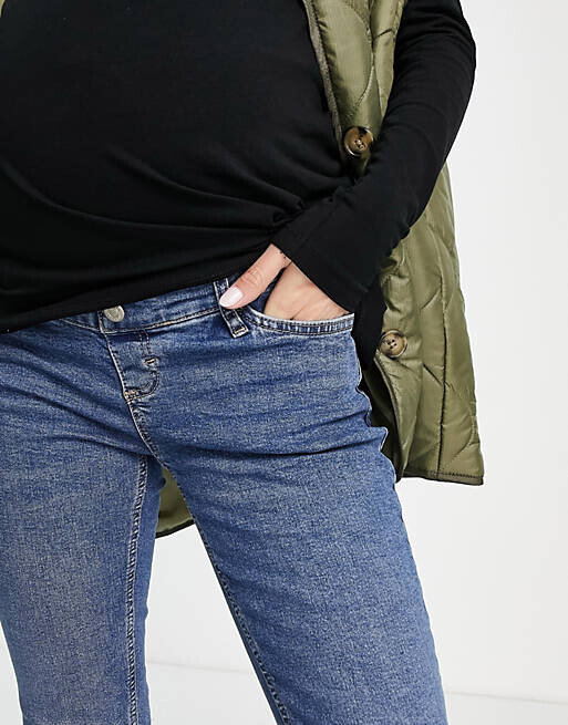 

Синие джинсы с завышенной талией Topshop Maternity Jamie