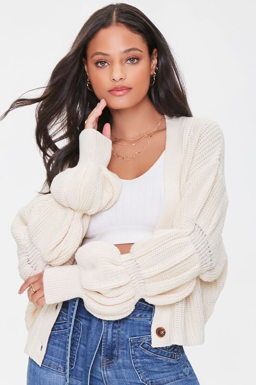 

Кардиган с рукавами Marie Forever 21, слоновая кость, Бежевый