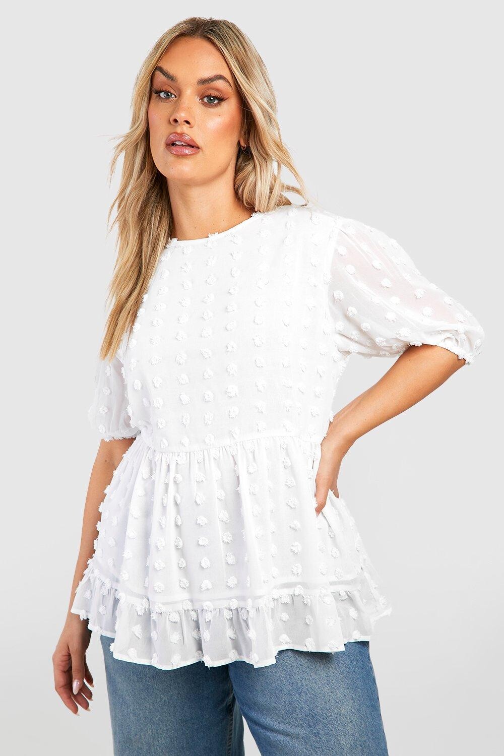 

большой топ из шифона добби Boohoo, слоновая кость