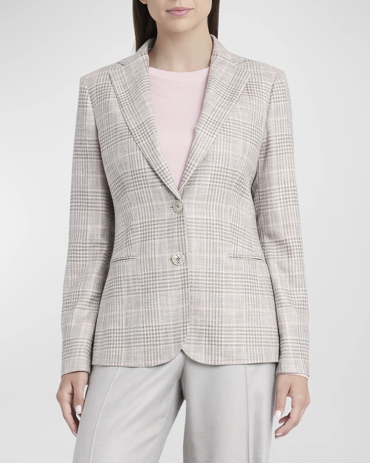 

Однобортный кашемировый пиджак в клетку Kiton, цвет Beige