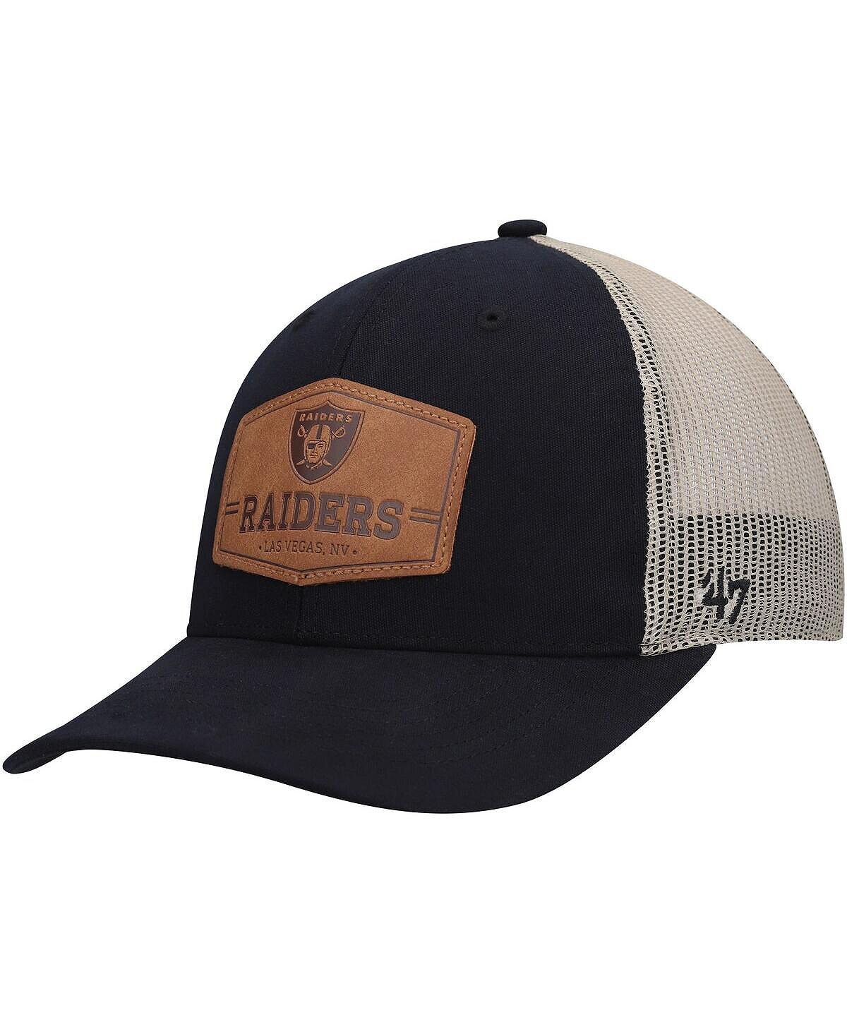 

Мужская черная натуральная регулируемая шляпа из сыромятной кожи Las Vegas Raiders '47 '47 Brand