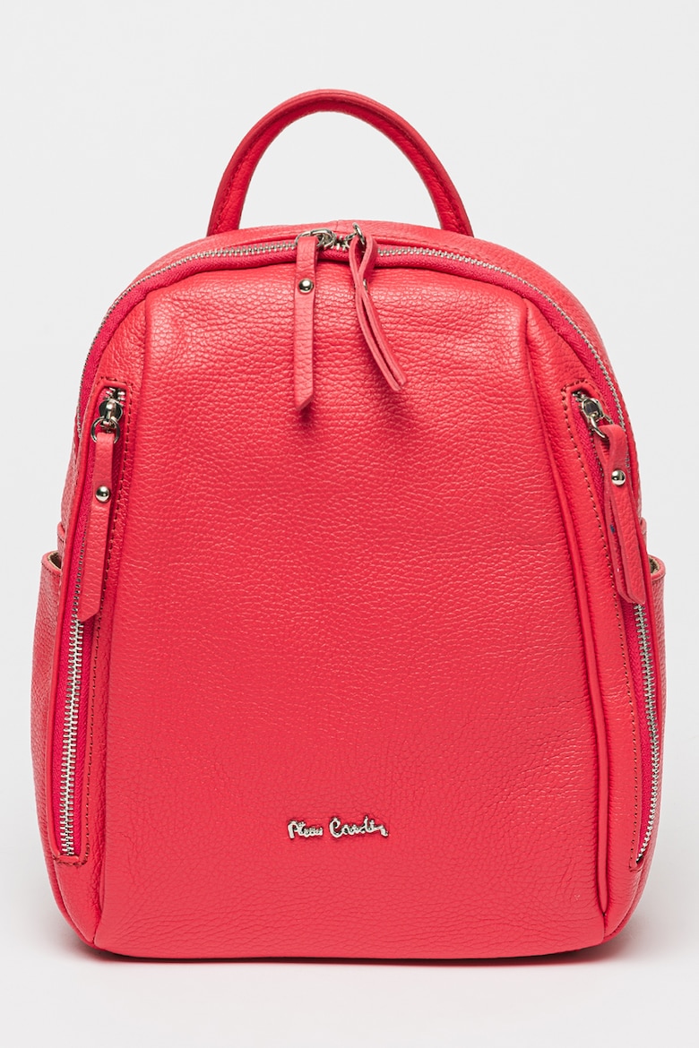 Кожаный рюкзак с внешними карманами Pierre Cardin, розовый