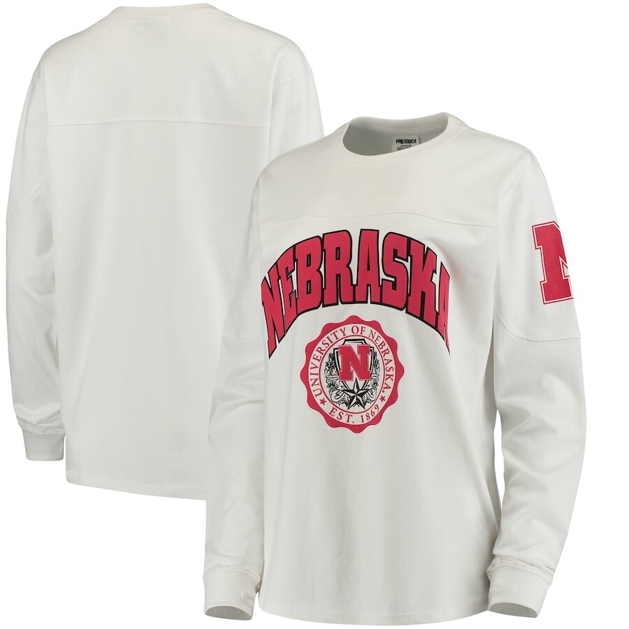 

Футболка с длинным рукавом Pressbox Nebraska Huskers, белый