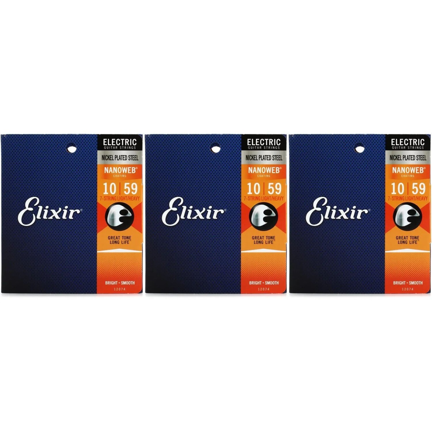 

Elixir Strings 12074 Струны для электрогитары Nanoweb — .010-.059 Легкие/тяжелые 7-струнные (3 шт.)