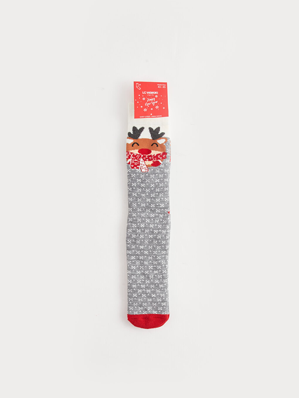 

Мужские носки на новогоднюю тематику LCW ACCESSORIES, серый меланж