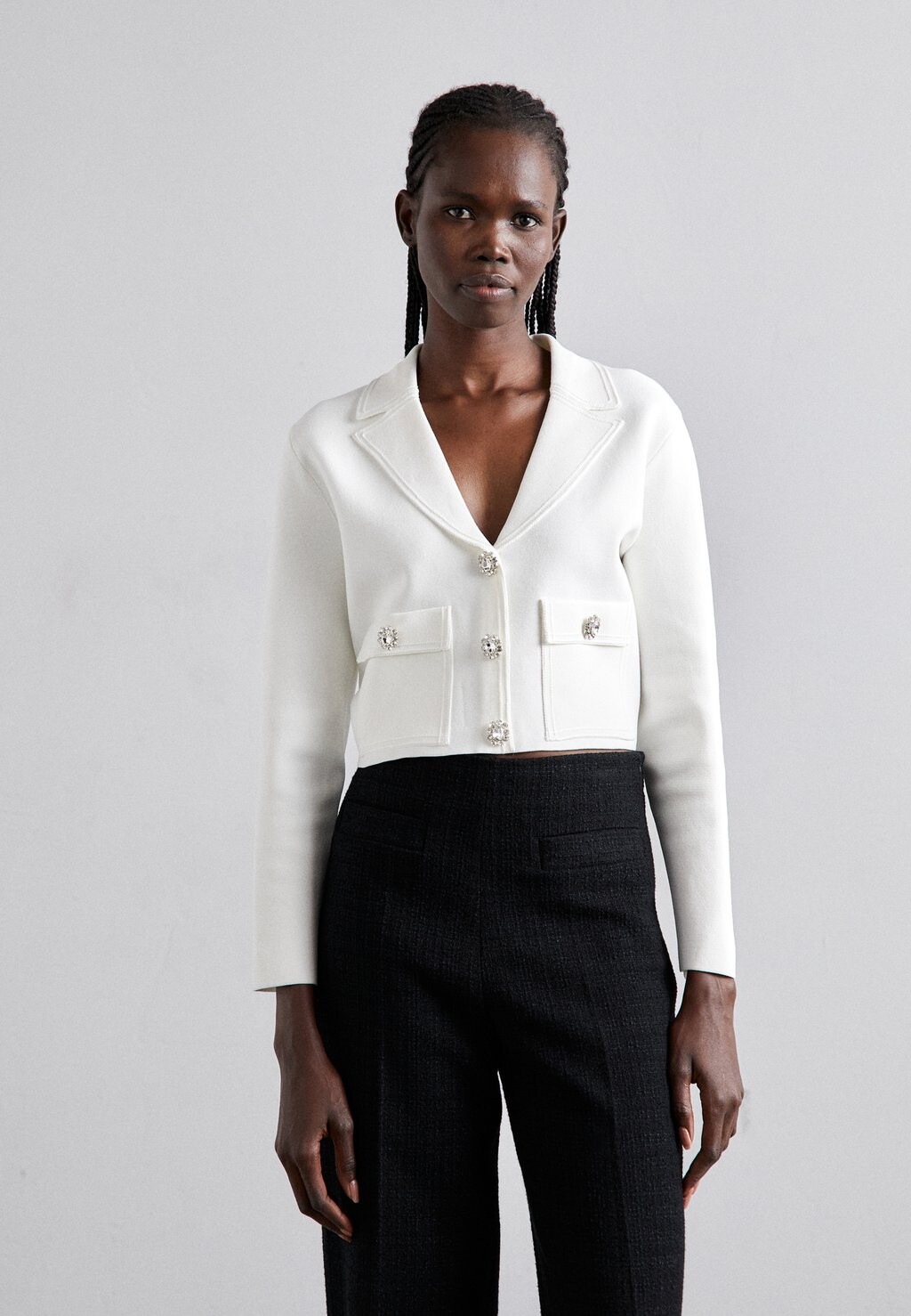 

Блейзер Cardi Bouton Bijoux sandro, цвет blanc