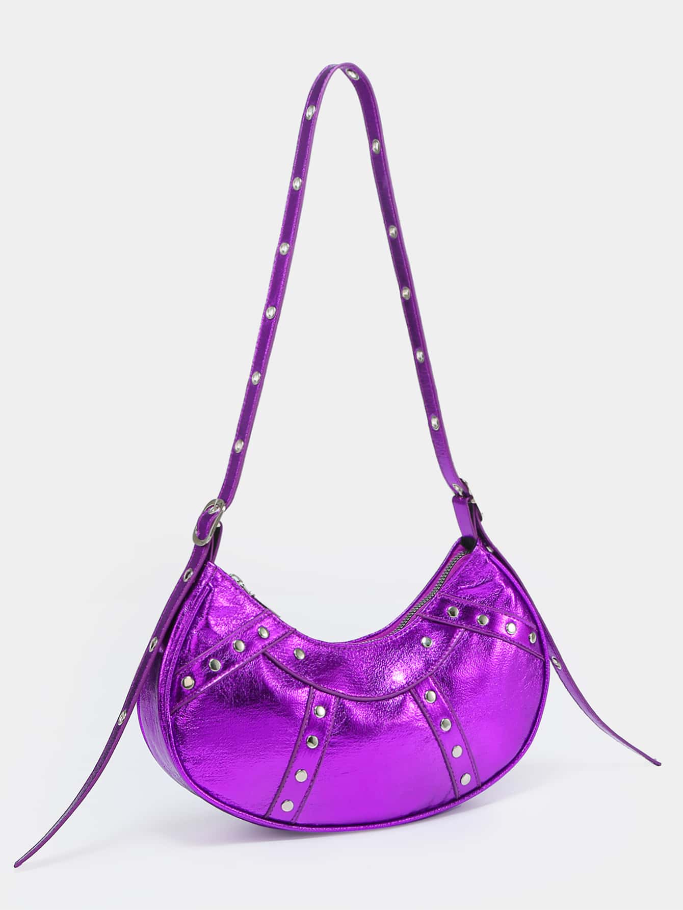 Легкая деловая повседневная сумка-хобо с шипами для девочек-подростков, фиолетовый библия фиолетовая на молнии с вышивкой