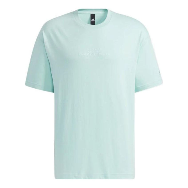 Футболка Men's adidas Solid Color Casual Round Neck Short Sleeve Blue Green T-Shirt, зеленый футболка adidas solid color athleisure casual sports round neck short sleeve flax green t shirt зеленый