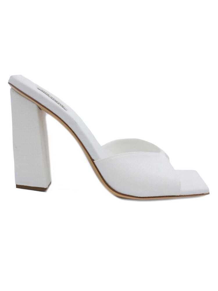 

Льняные мюли на блочном каблуке Gia Borghini, цвет Off White
