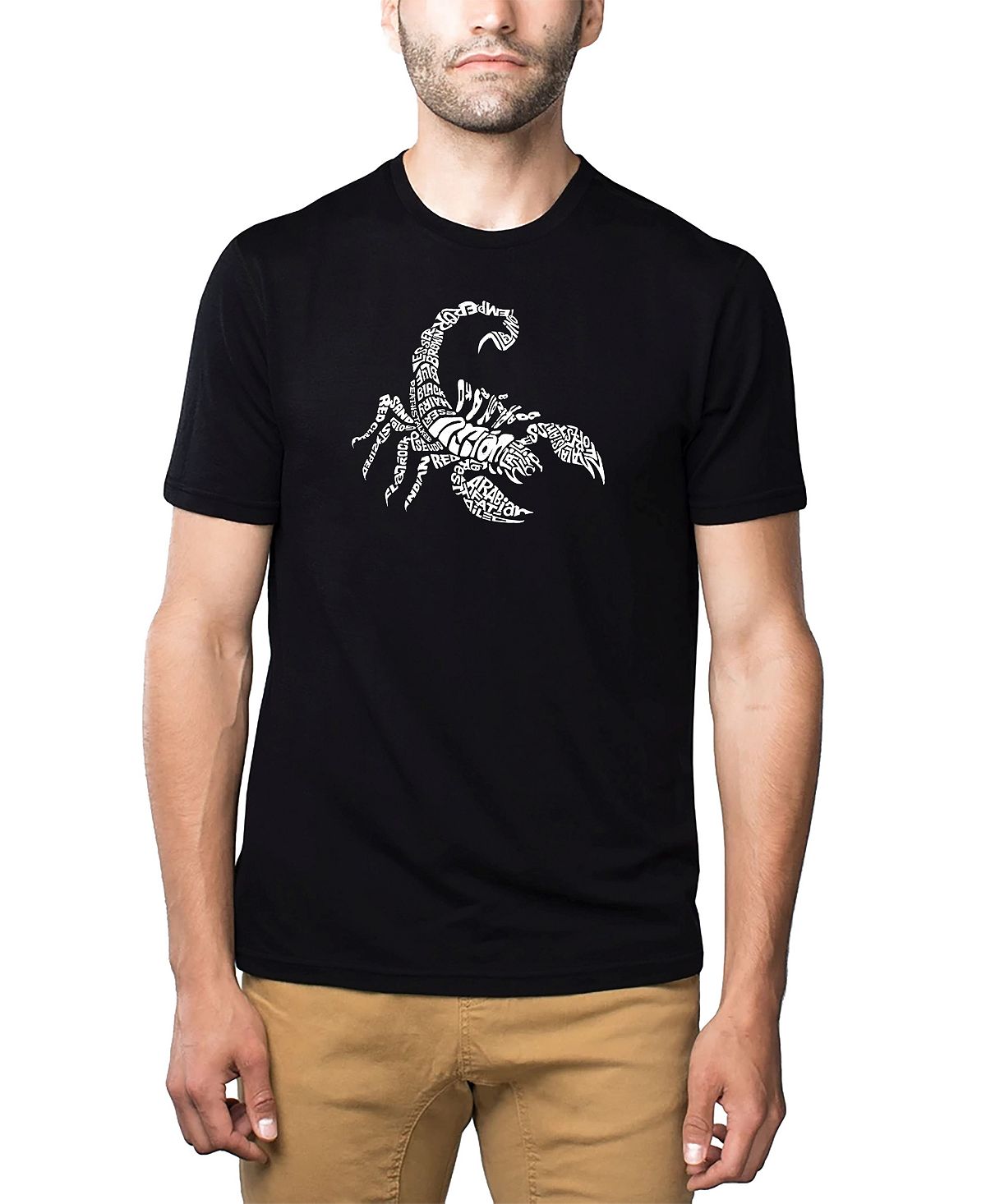 Мужская футболка премиум-класса Word Art — Виды скорпионов LA Pop Art