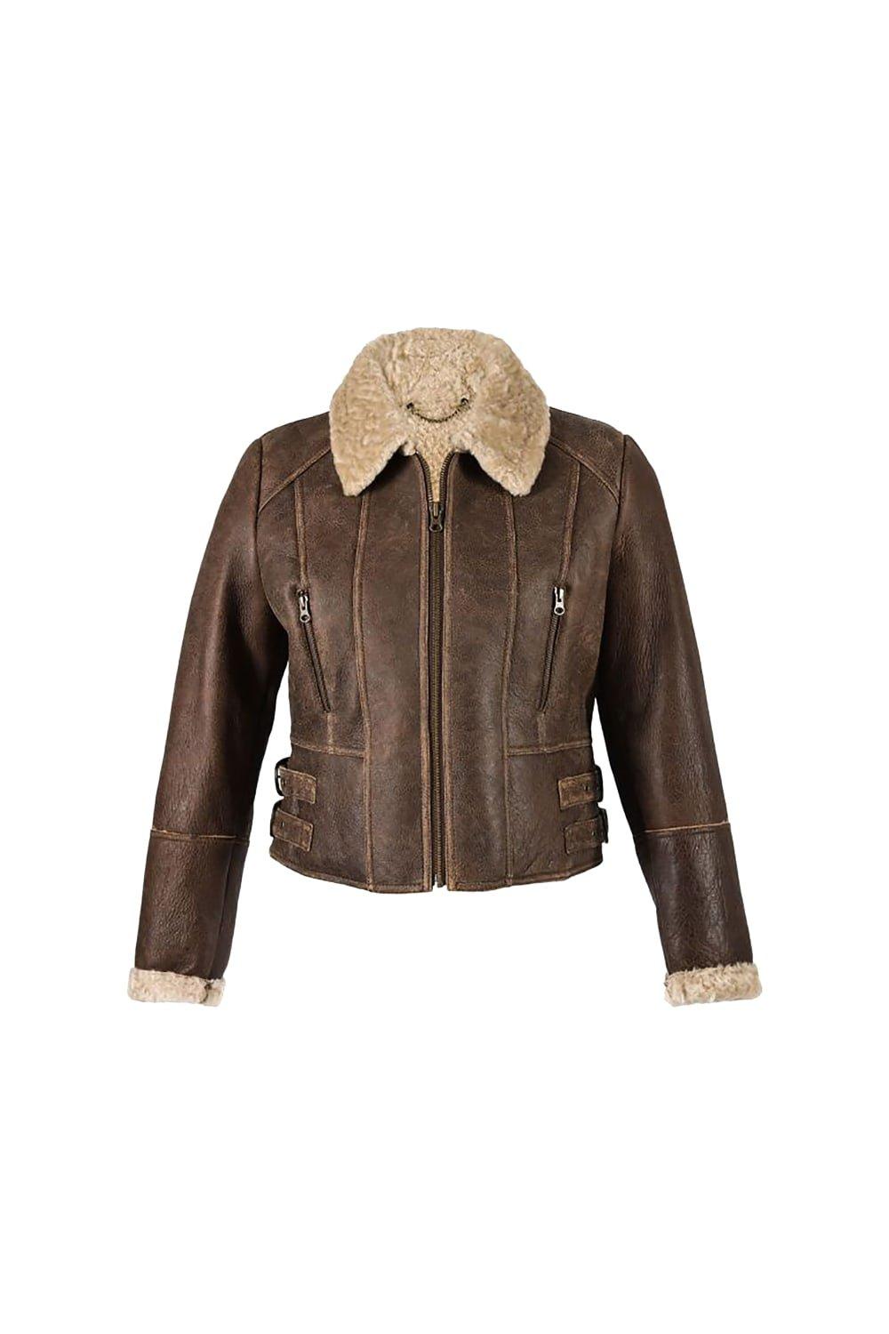 цена Укороченная летная куртка Ella из овчины Eastern Counties Leather, коричневый