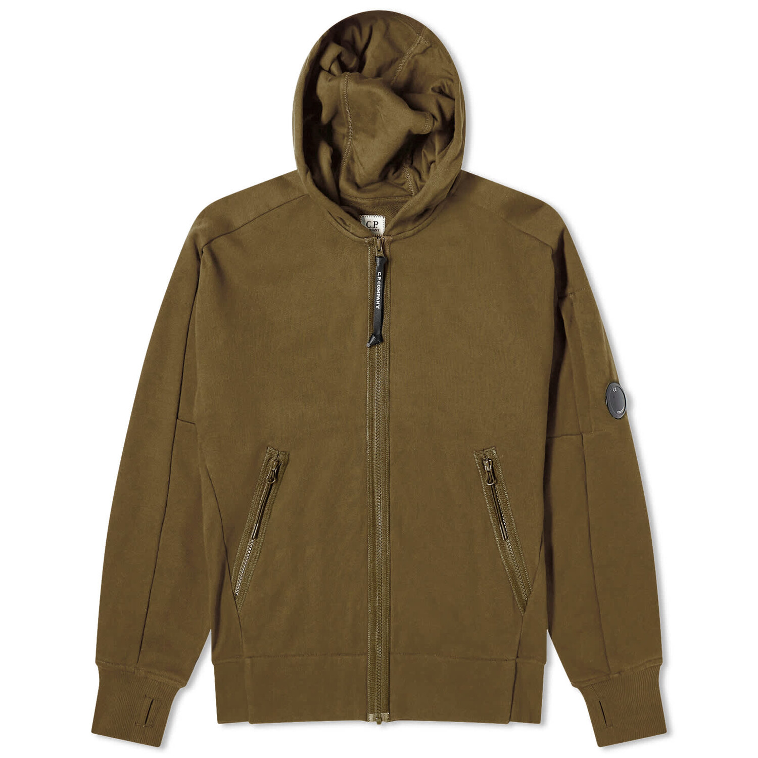 Худи C.P. Company Diagonal Raised Fleece Zipped, цвет Ivy Green