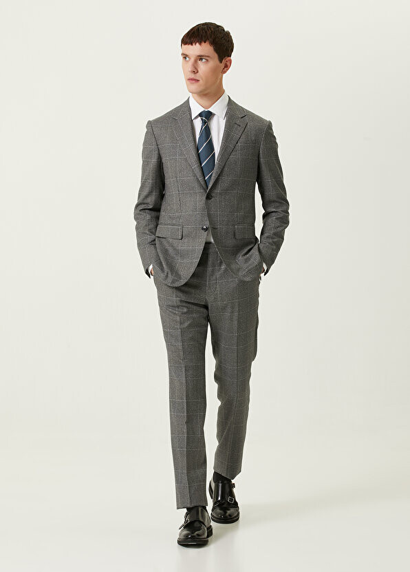 

Серые шерстяные брюки с узором Zegna, Серый
