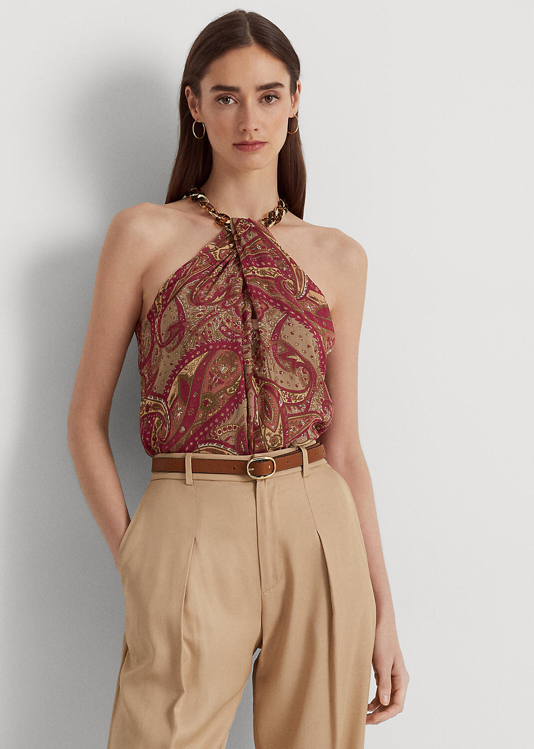 

Блузка с бретелькой через шею Paisley Crinkle Georgette