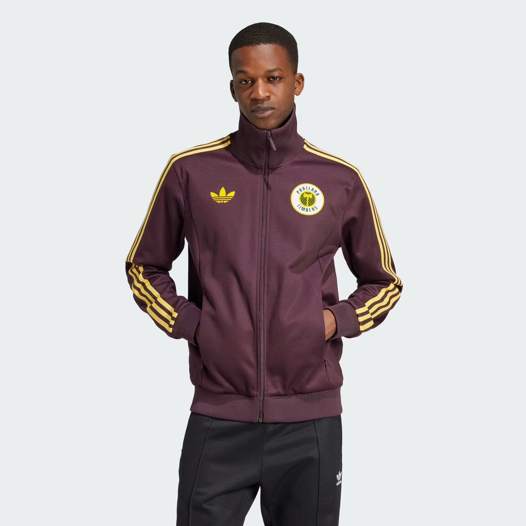 

Спортивная футболка Beckenbauer 2024 Portland Timbers Adidas, цвет Shadow Maroon/Bold Gold