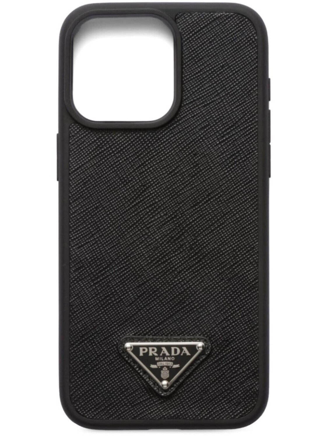

Prada чехол для iPhone 15 Pro Max из сафьяновой кожи, черный