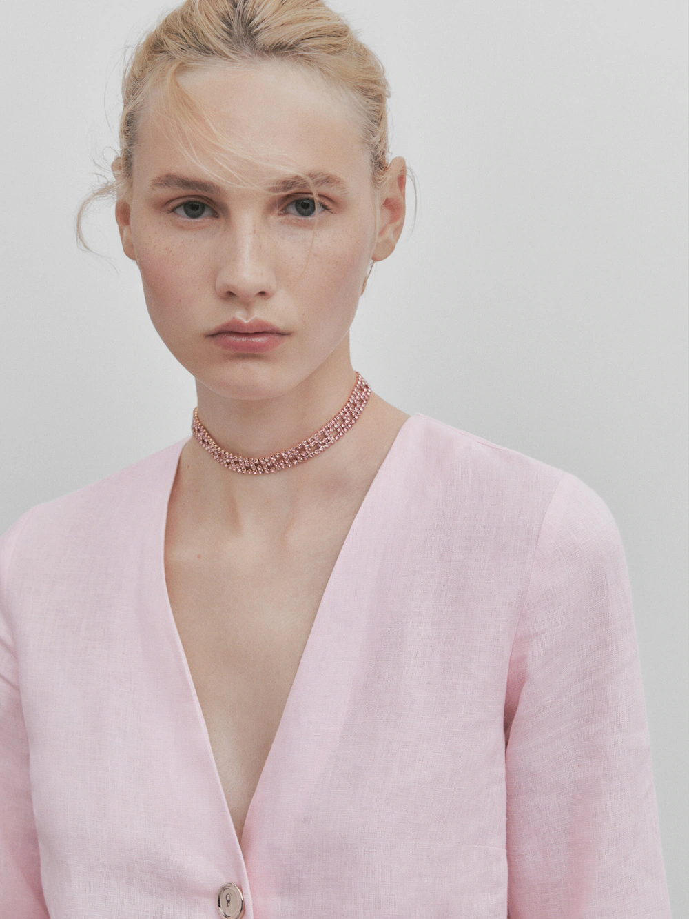 

Позолоченное ожерелье со тройными стразами - студия Massimo Dutti, золотой