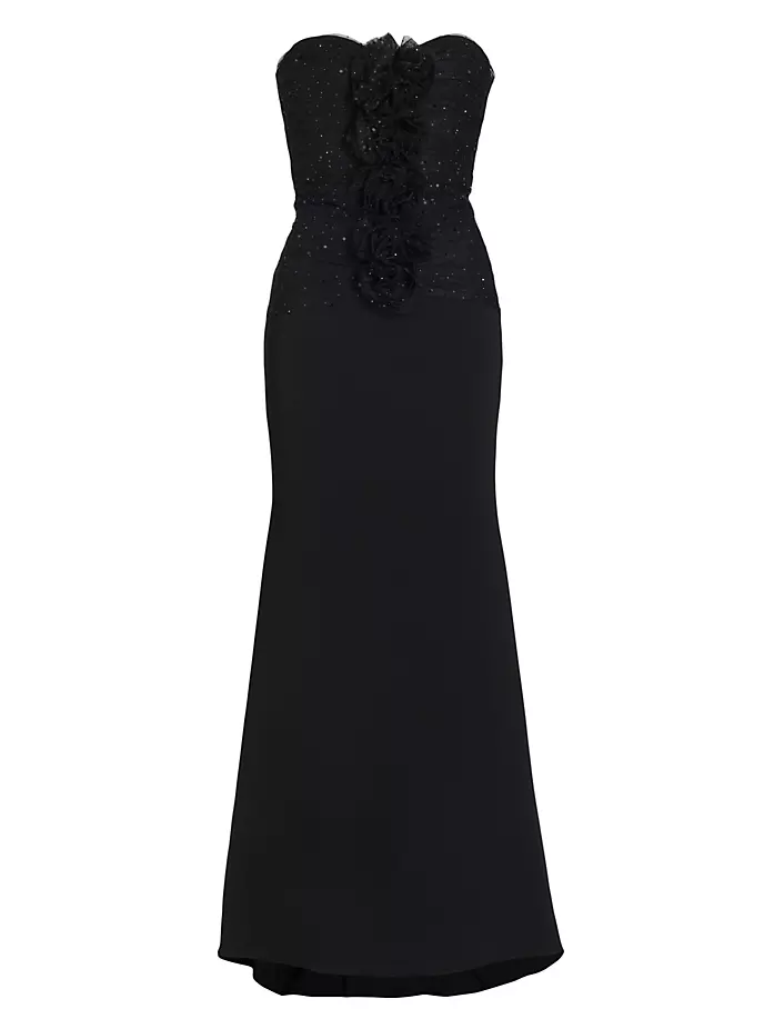 

Пышное платье из тюля без бретелек Badgley Mischka, черный