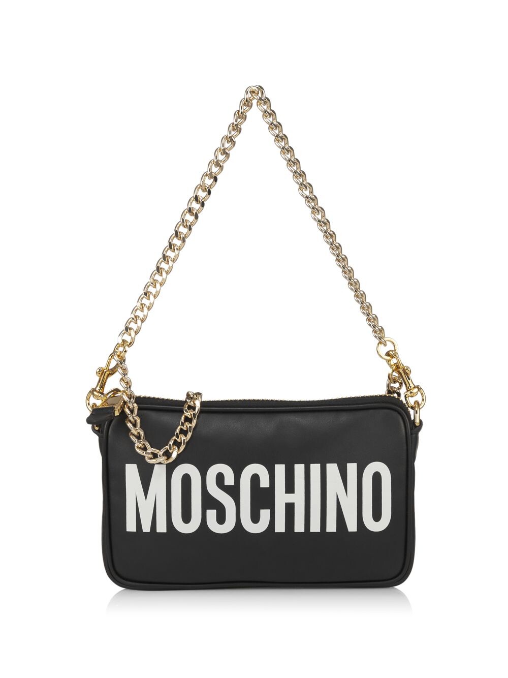 

Кожаная сумка через плечо с логотипом Moschino, черный
