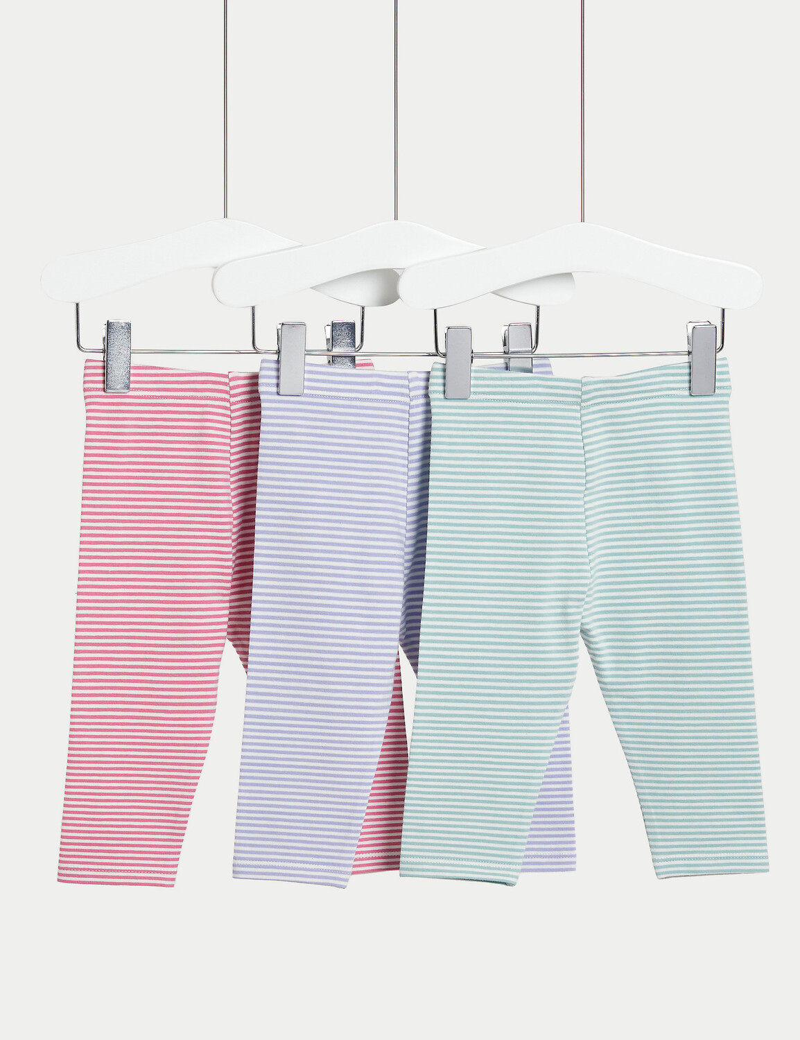 

3 шт. леггинсов в полоску из хлопка (0–3 года) Marks & Spencer, мульти