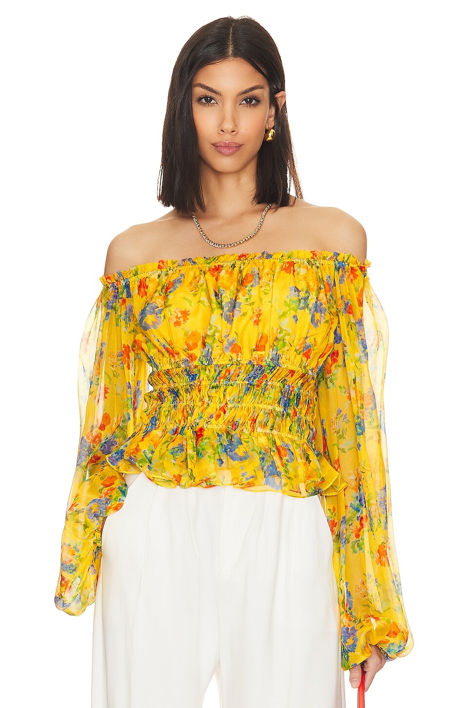 

Топ CAROLINE CONSTAS Sage, цвет Yellow Radiant Floral