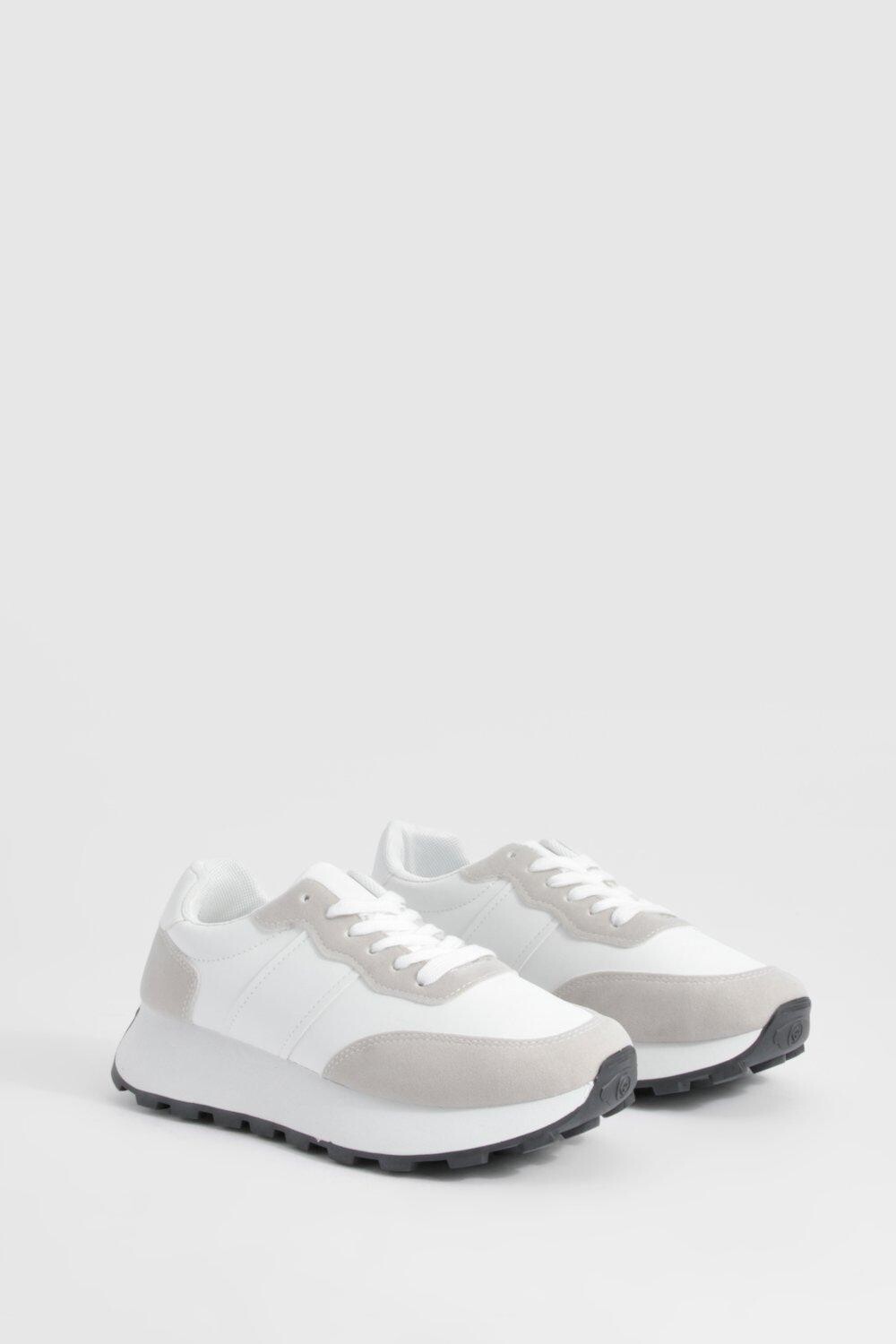 

Массивные кроссовки Chunky Panel Detail Trainers boohoo, белый