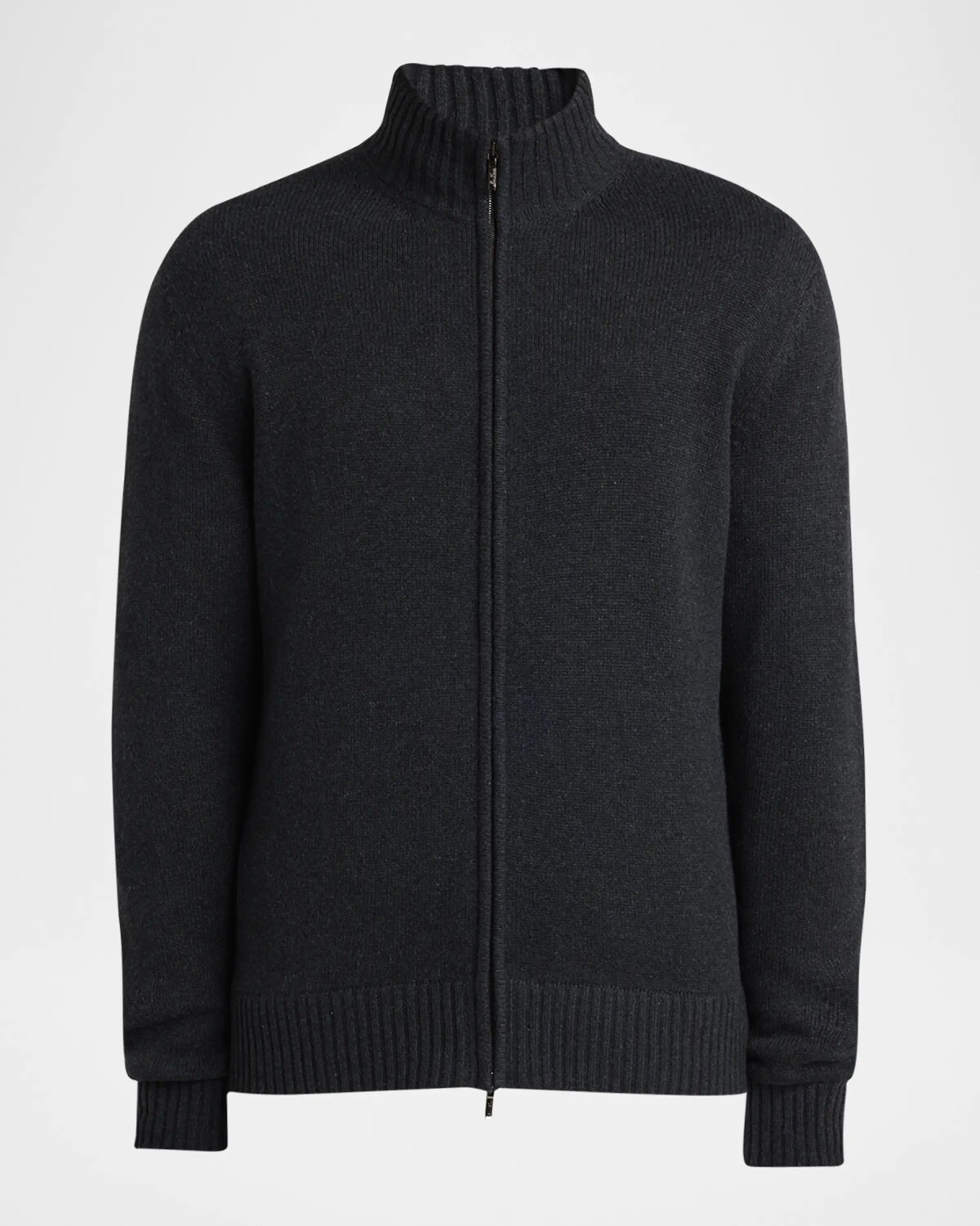 

Мужской кашемировый свитер с молнией во всю длину Parksville Loro Piana, цвет Black/Grey Melange