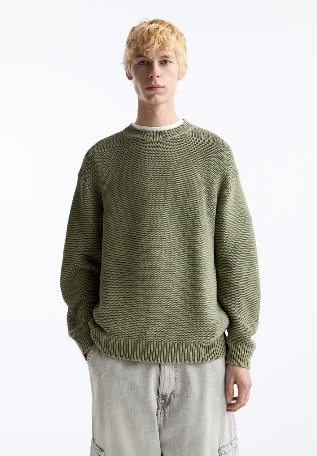 

Вязаный свитер TEXTURED PULL&BEAR, цвет khaki