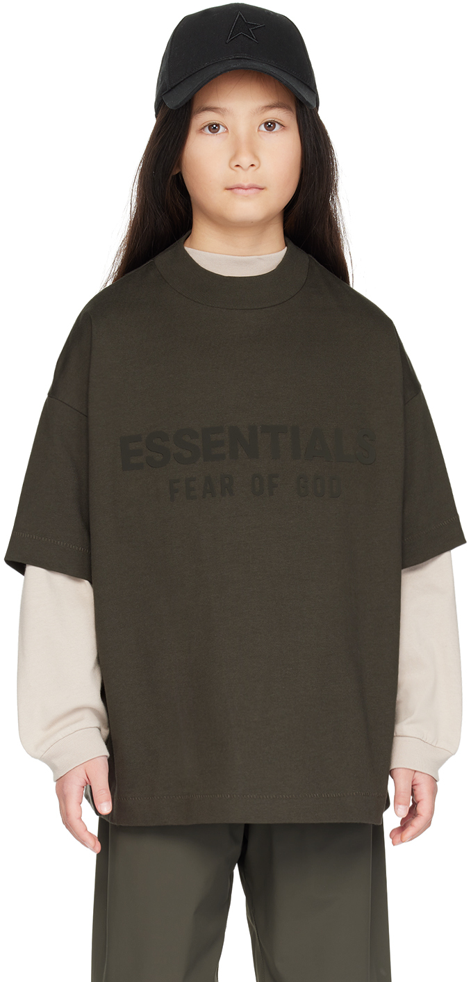 

Детская серая футболка с круглым вырезом Fear Of God Essentials, цвет Ink