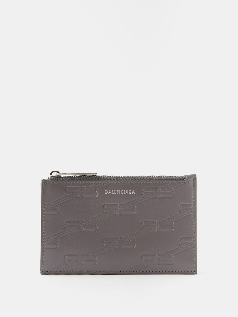

Кожаный картхолдер cash с тисненым логотипом Balenciaga, серый