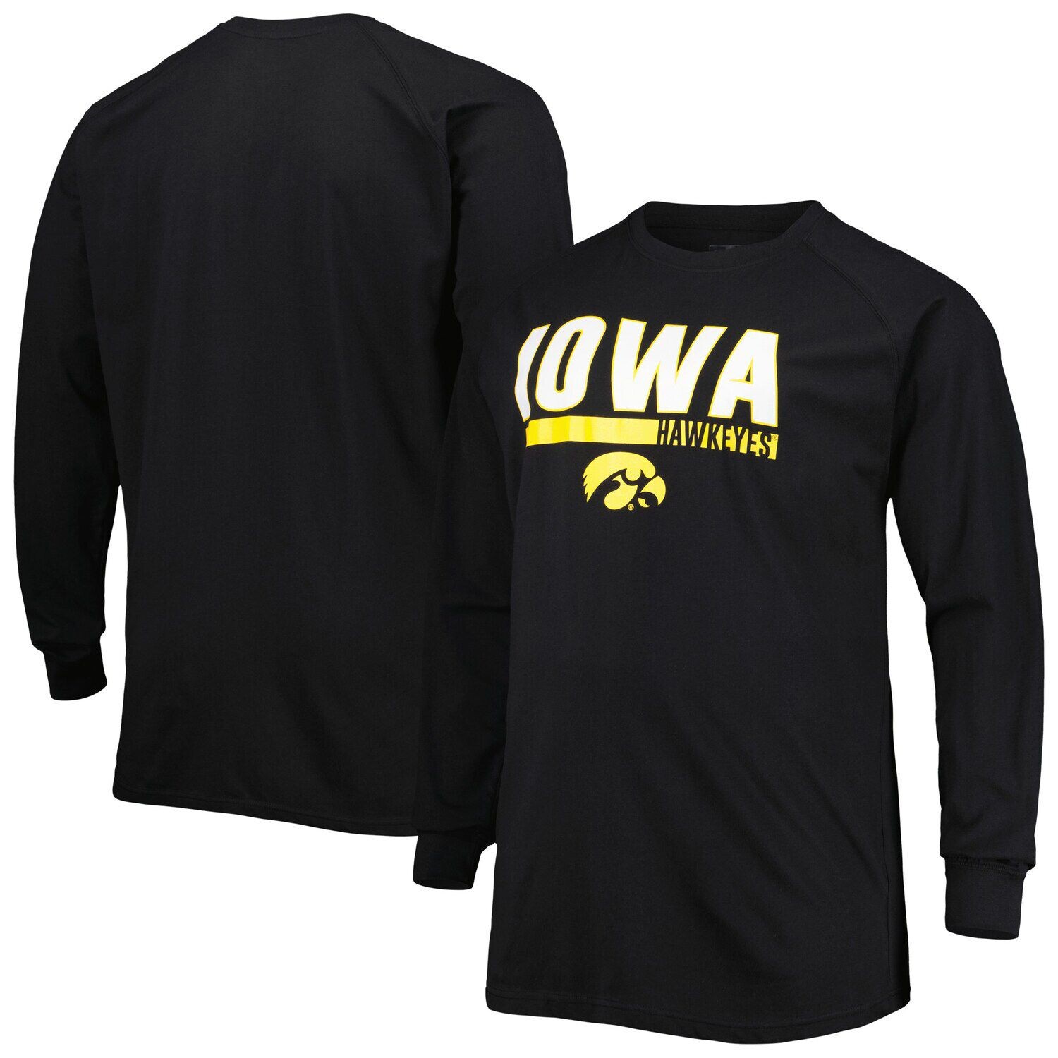 

Мужская черная футболка Iowa Hawkeyes Big & Tall Two-Hit реглан с длинными рукавами, Черный