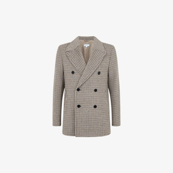 

Двубортное шерстяное пальто Albert Dogtooth Reiss, цвет oatmeal