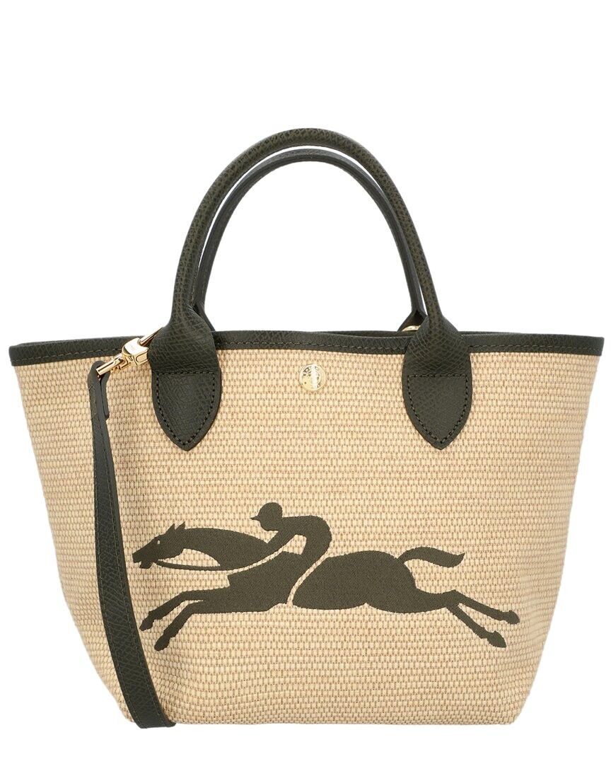 

Маленькая холщовая сумка-корзина Longchamp Le Panier Pliage, бежевый