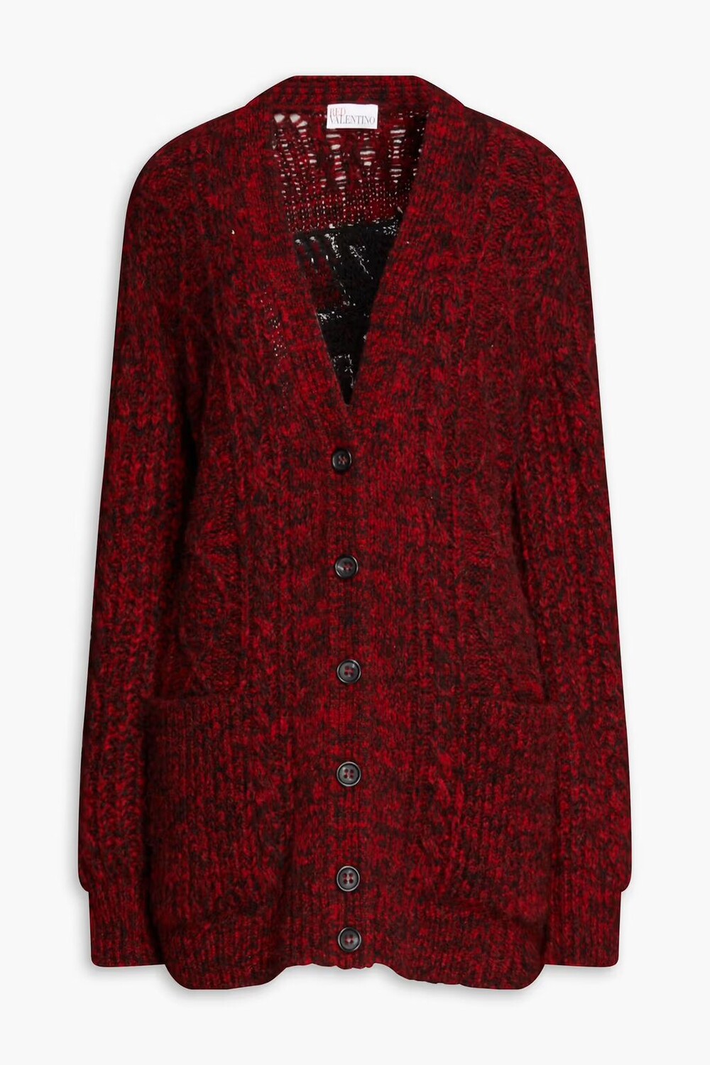 

Кардиган косой вязки с вышивкой Redvalentino, красный