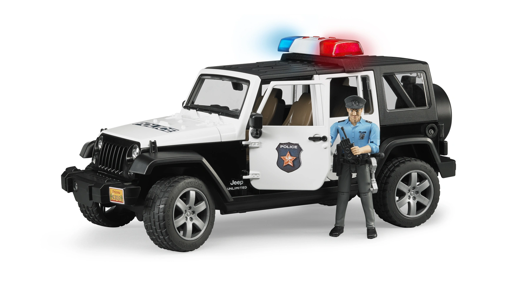 Bruder Полицейский автомобиль Jeep Wrangler Unlimited Rubicon с полицейским bruder внедорожник wrangler rubicon unlimited c велосипедистом и фигуркой