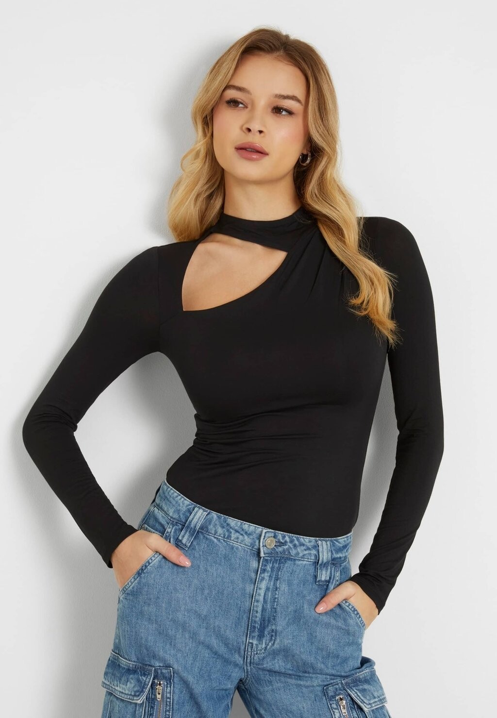 

Рубашка с длинным рукавом CUT-OUT Guess, цвет schwarz