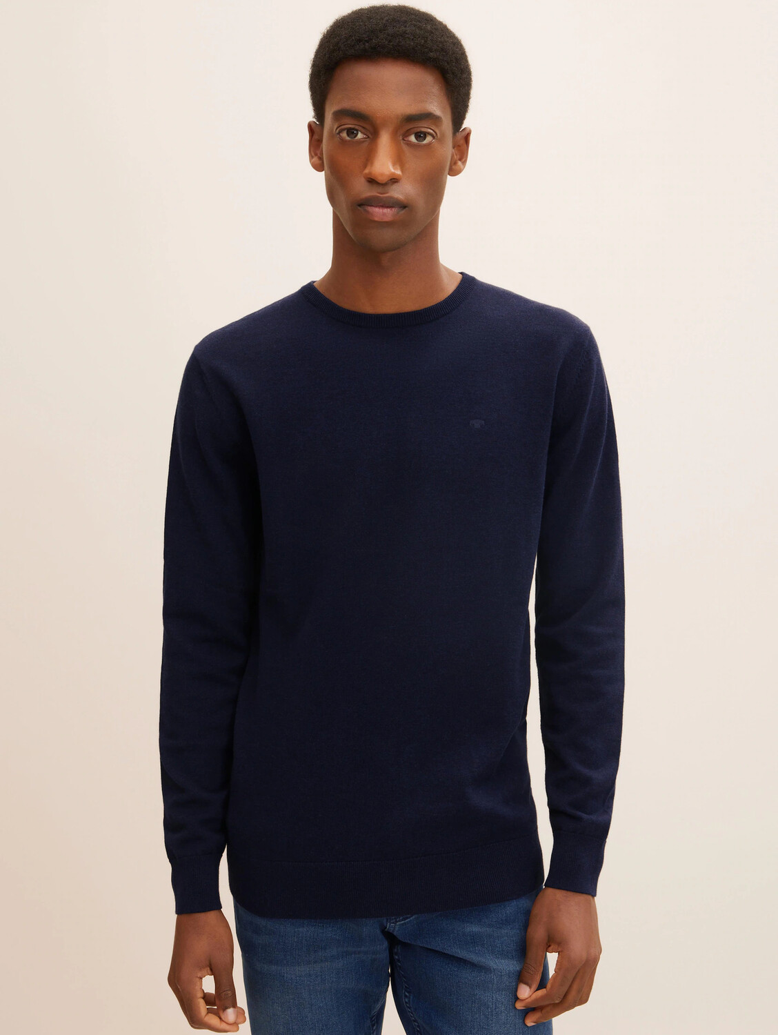 

Пуловер Tom Tailor Feinstrick Basic Rundhals Sweater, темно синий