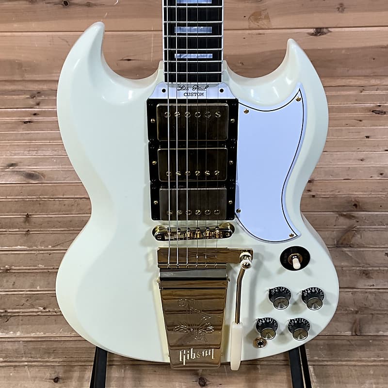 Электрогитара Gibson Custom 1963 Les Paul SG Custom 3-Pickup w/ Maestro Vibrola Electric Guitar - Classic White