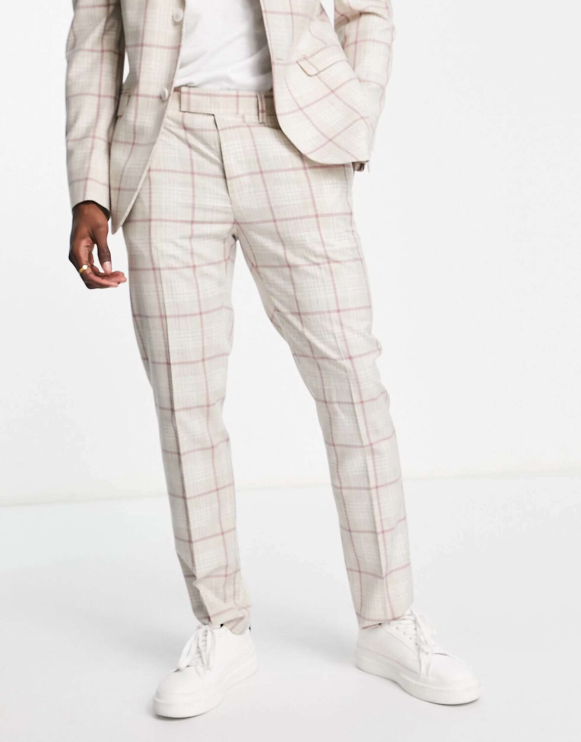 

Розовые брюки-скинни Topman в клетку, Розовый