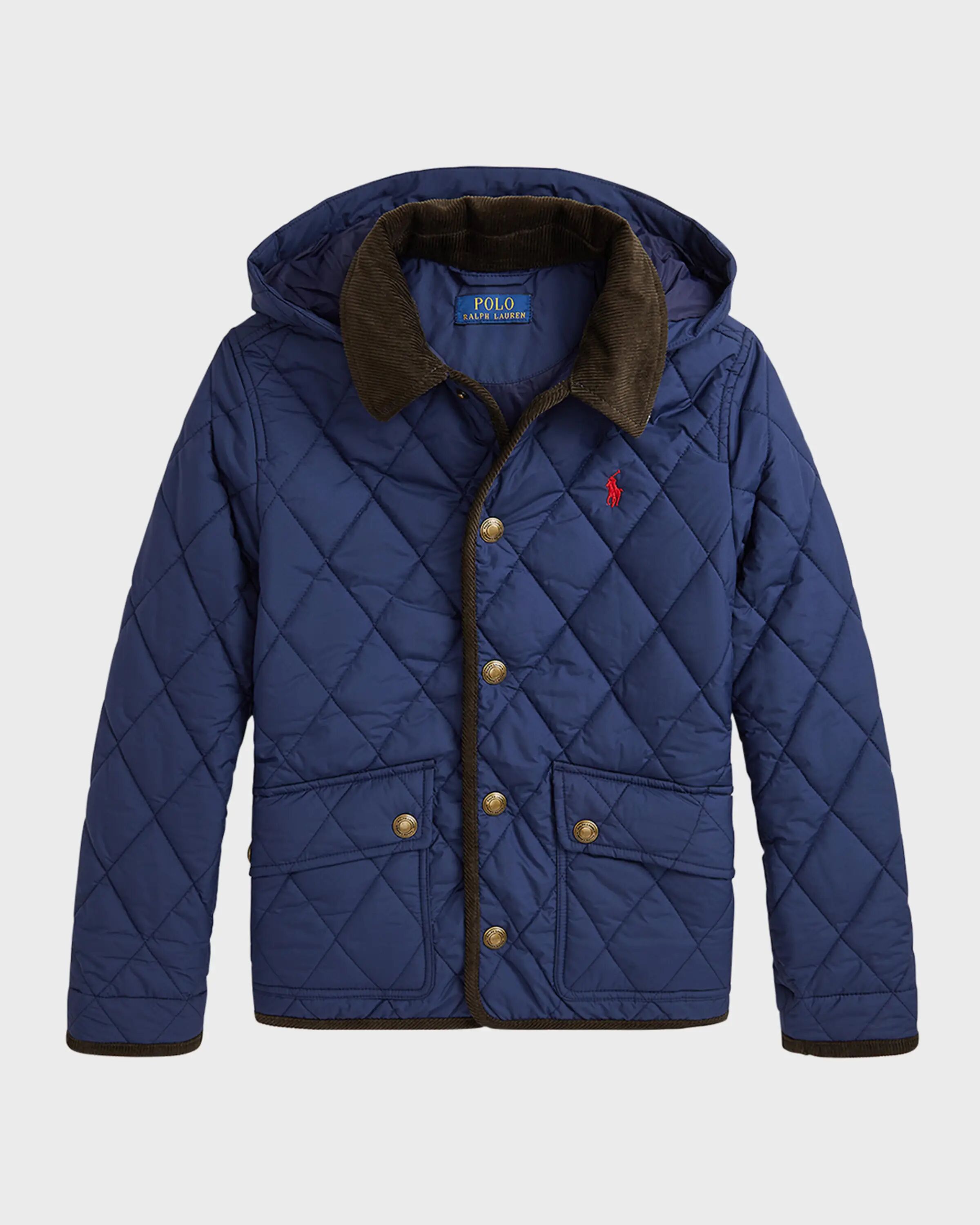 

Матовая стеганая куртка с воротником для мальчика, размер 2–7 Ralph Lauren Childrenswear, цвет Newport Navy