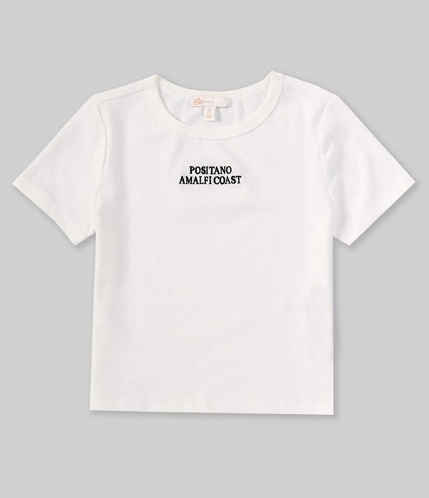 Укороченная футболка с рисунком GB Big Girls 7–16 с короткими рукавами Позитано и побережье Амальфи, белый неаполь и побережье амальфи