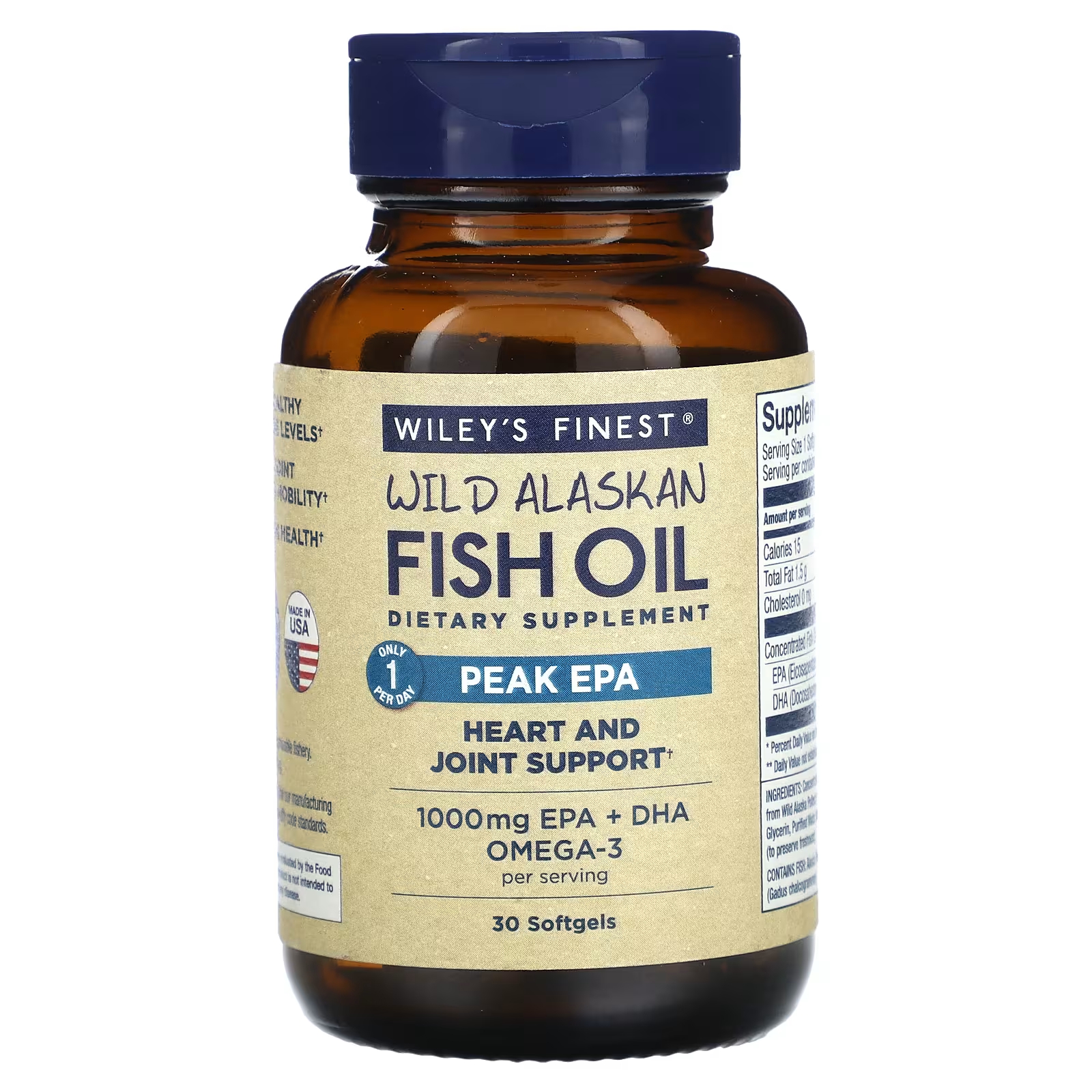 Рыбий жир дикой природы Аляски Peak EPA 30 мягких таблеток Wiley's Finest wiley s finest рыбий жир дикой рыбы аляски витамин k2 60 желатиновых капсул с рыбьим жиром