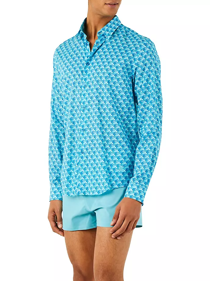 цена Рубашка из хлопковой вуали Waves Vilebrequin, синий