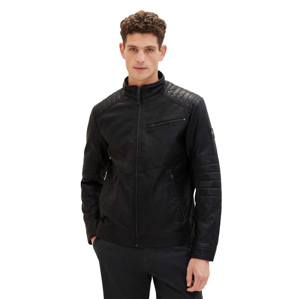 Куртка Tom Tailor Fake Leather Biker, черный куртка кожаная zara leather biker черный