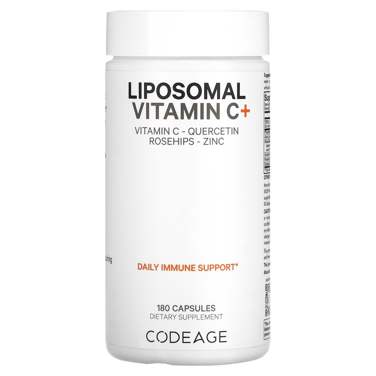 Codeage Витамины Липосомальный витамин С+ Витамин С Кверцетин Шиповник Цинк 180 капсул