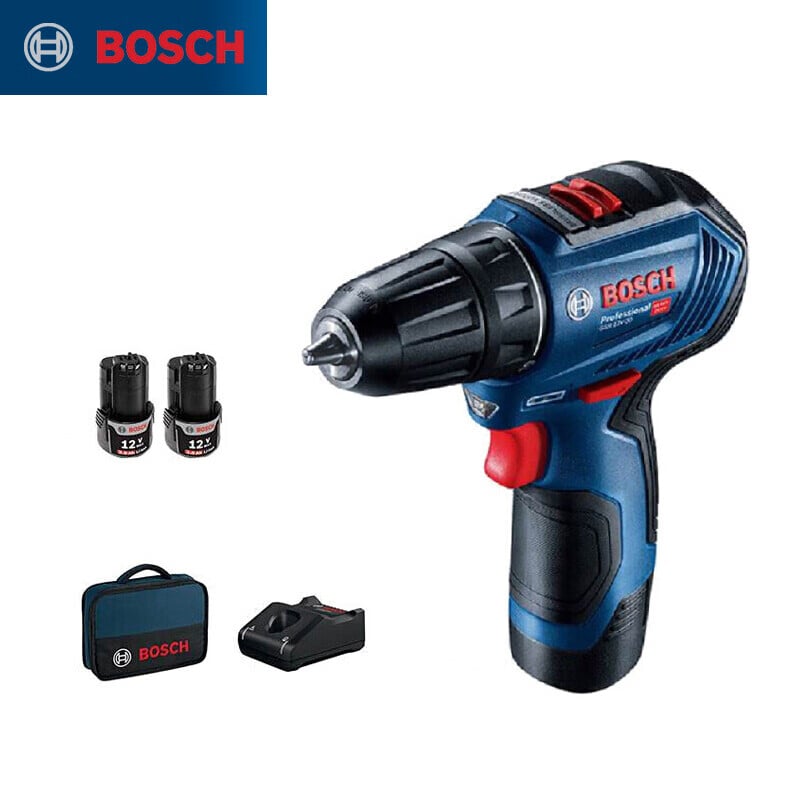 Дрель ручная бесщеточная Bosch GSR 12V-30 + два аккумулятора, зарядное устройство, сумка