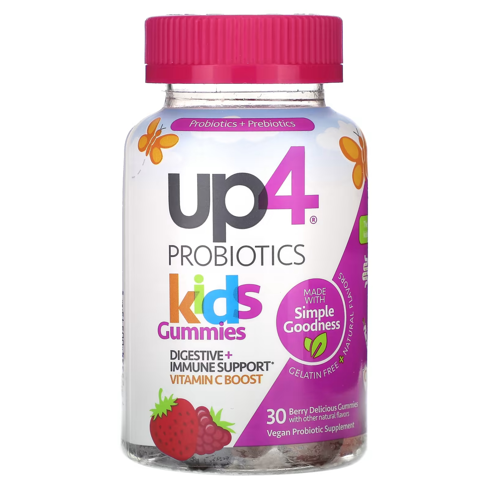 Пробиотики Up4 Berry Delicious для детей, 30 жевательных конфет healthybiom пребиотики и пробиотики для пищеварительной и иммунной систем 12 млрд кое 30 растительных капсул