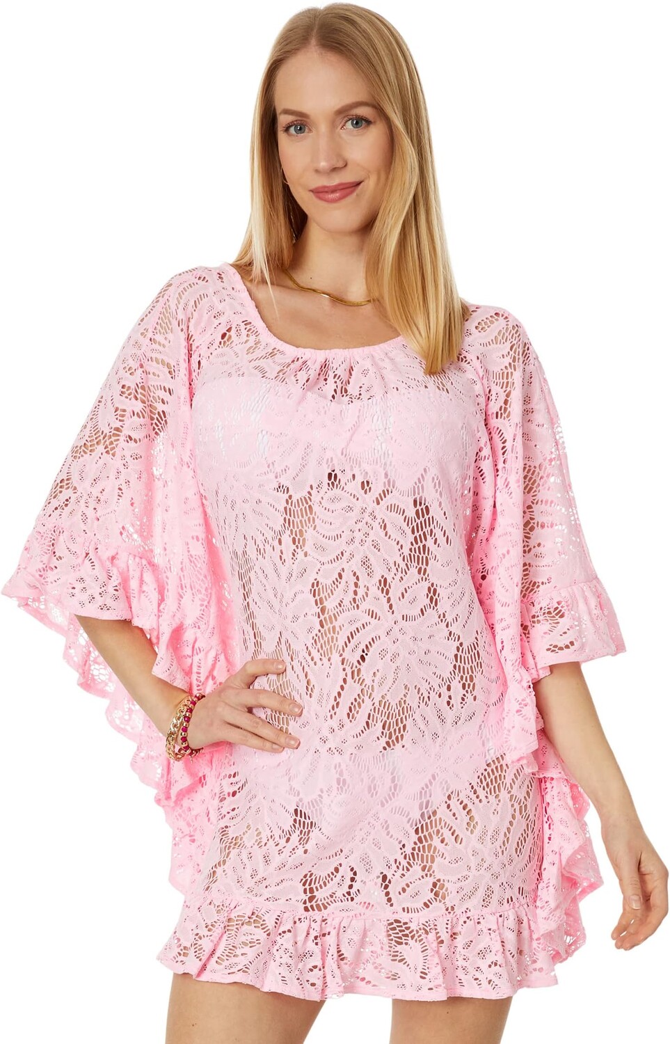 

Платье Atley с рюшами Lilly Pulitzer, цвет Peony Pink Paradise Found Lace