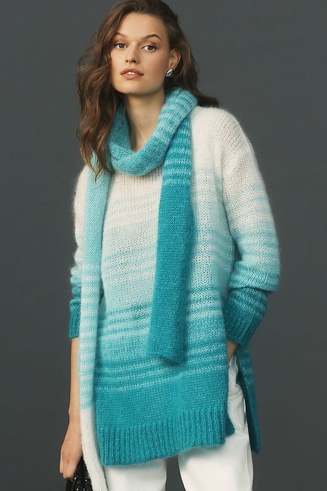 

Свитер-туника Anthropologie с эффектом омбре, синий